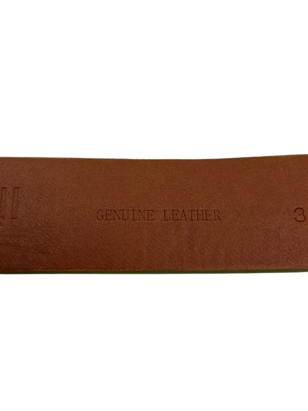 Boconi Genuine Pebbled Leather Belt With Green Edge Trim Mens 36 Brown